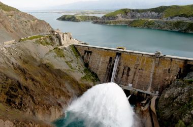 aerial view of hydroelectric power station